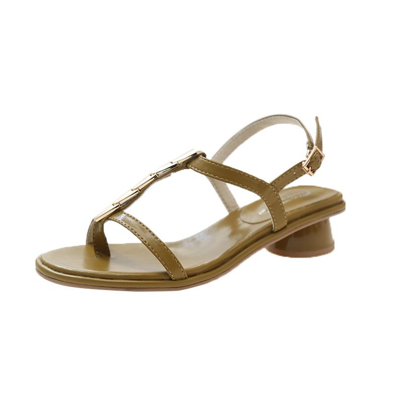 

Новые летние повседневные сандалии на круглом каблуке с пряжкой, модные легкие туфли на высоком каблуке с открытым носком и круглым носком, НЕТ:8377-1 35