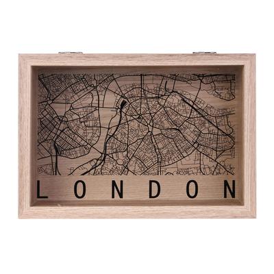 [A1661] - 'London' Black Beige Wooden Storage Box (London) - 24x16x6cm