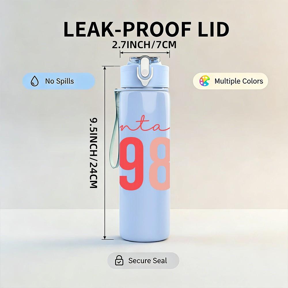 1PC Vintage 1986 Color Number 750ml Color Plastic Sports Water Bottle Leakproof Flip Straw Lid Suitable for Sports Office Home Use