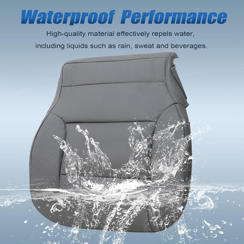 SecosAutoparts Driver or Passenger Side Bottom Leather Seat Cover Dark Ash Gray Compatible with Chevy Silverado 1500 2500HD 3500HD LT LS LTZ Z71