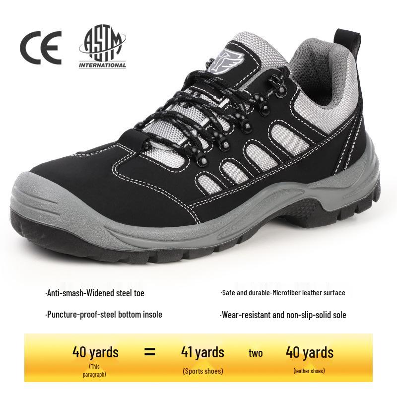 Men's Safety Work Shoes, Anti-Smash, Puncture-Resistant, Non-Slip, Wear-Resistant, Lightweight Rubber Soles
