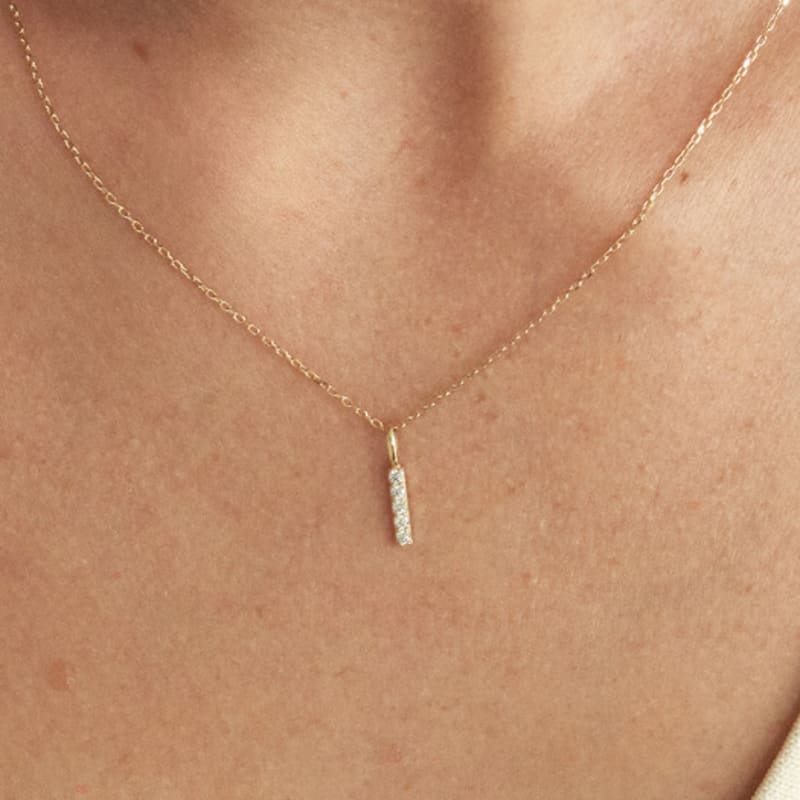 LUNNE 14k Diamant Stick Bar Hänge (14k Guld) #LCP01