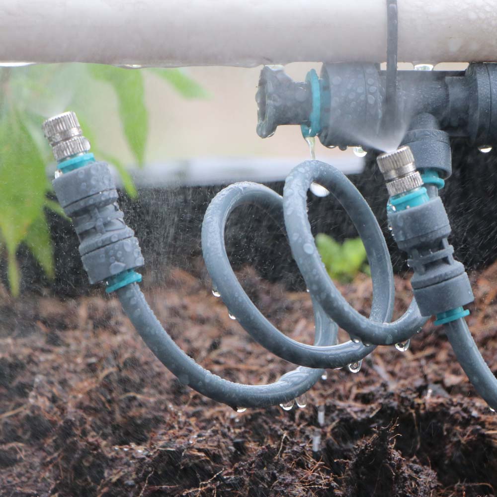 3/8" 9/12mm Misting Cooling System 360° Bend 0.6mm Nozzle Atomizer Sprayers Slip Lock PE Hose Outdoor Garden Irrigation Watering