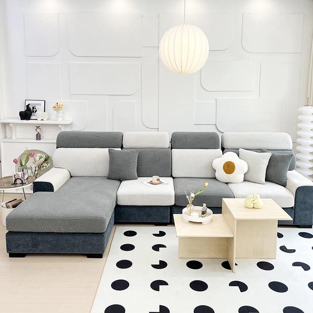 New Waterproof Jacquard Sofa Cover Solid Elastic Sofa Cushion Seat Cover Living Room L-Shaped Corner Couch Cover Pets Kids Home