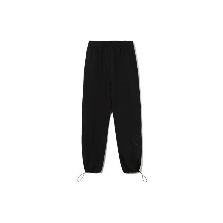 Li Ning X Disney Collaboration Sports Lifestyle Series Mickey Embroidered Loose Cuff Sweatpants Women Bottoms Black AKLR318-1