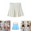 Trendy Women's Girls High Waist Pleated Tennis Skirt With Safety Pants For Daily Wear