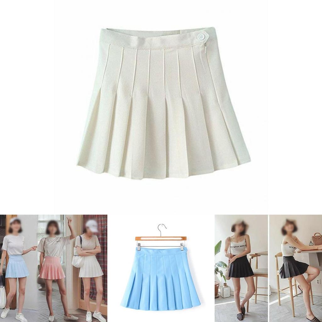 Trendy Women's Girls High Waist Pleated Tennis Skirt With Safety Pants For Daily Wear