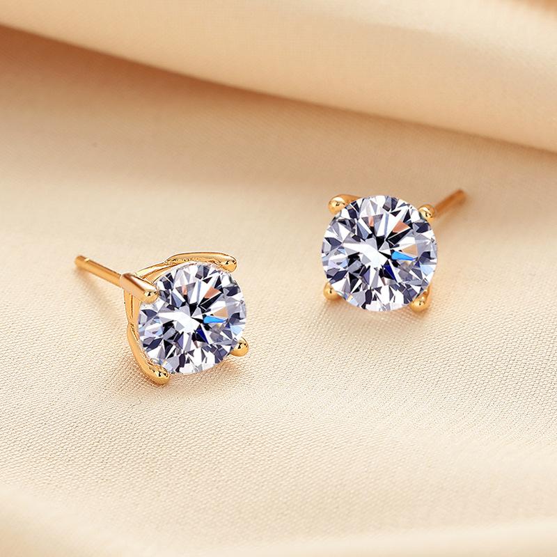 New 925 Sterling Silver Stud Earrings AAA Zircon For Women Fashion Exquisite Student Girlfriend Jewelry Accessories GiftsGood product