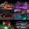 APP LED Moto Voiture Ambiance Atmosphère Lumière d'Ambiance Pied Télécommande Flexible Étanche Son 12V Moto RGB Bande Lumineuse Décorative