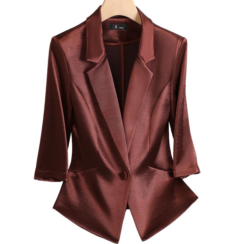 Women's Petite Acetate Satin Blazer & Dress Set - Spring 2026 Collection