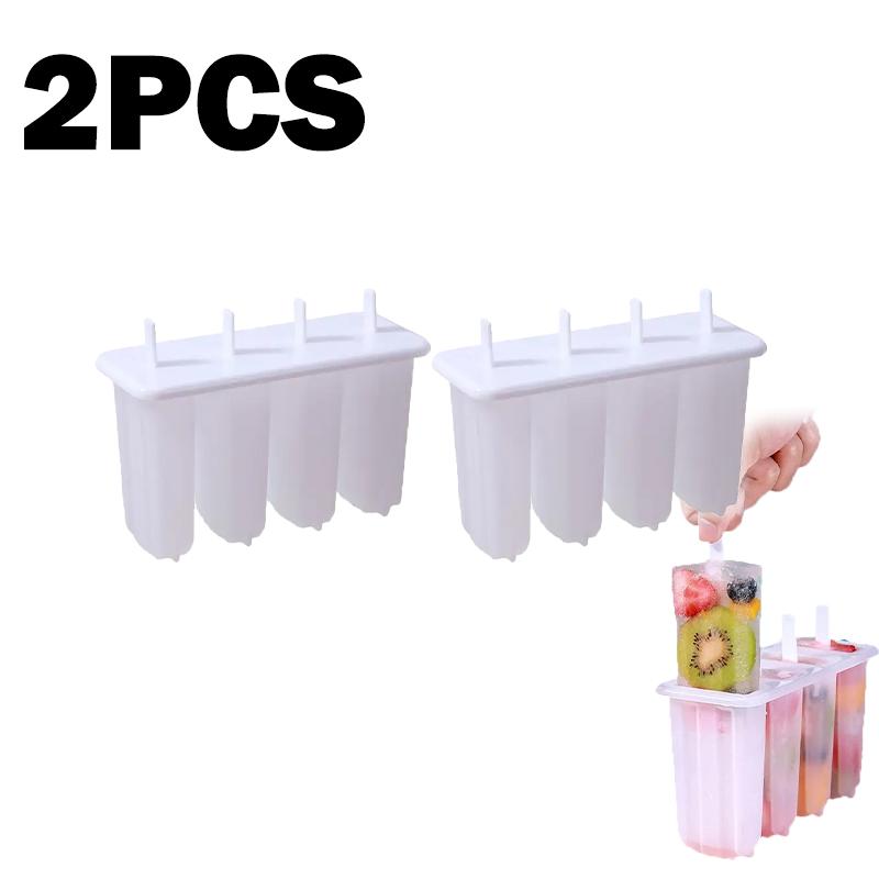Summer 4 Link Popsicle Mold With Lid Homemade Ice Cream Mold Reusable Mung Bean Popsicle Maker Frozen Ice Cream Tray