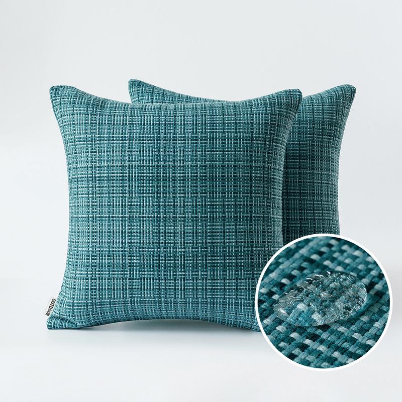 Waterproof Textile Outdoor Throw Pillow Covers Stripe Square Pillowcases Modern Cushion Cases for Patio Couch Bench 45X45CM