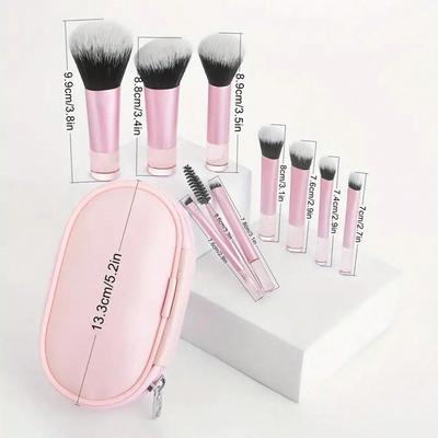 10 Mini Makeup Brushes Set Pack Blush Loose Powder Brush Eyeshadow Brush Portable Makeup Beginner Full Set