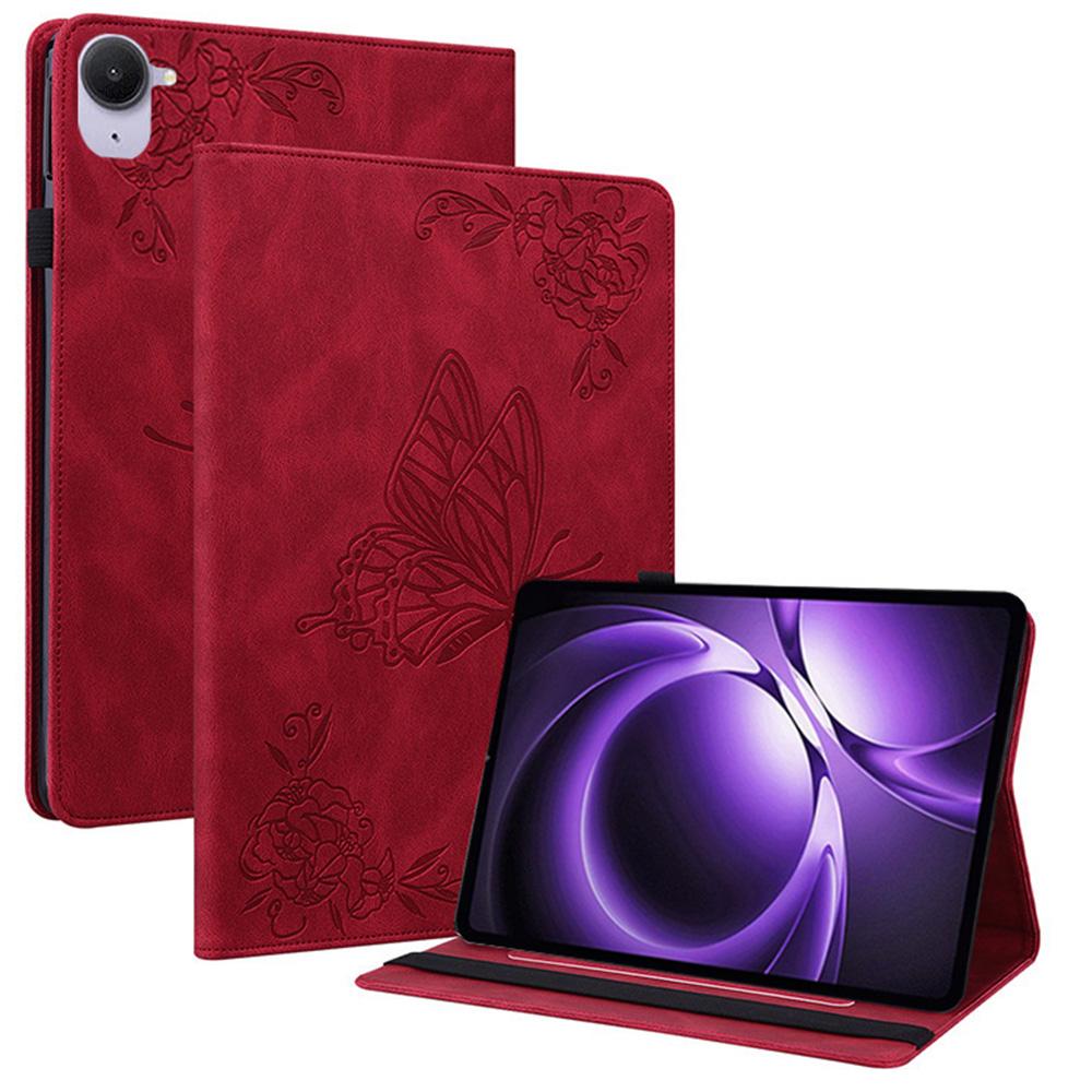 For Xiaomi Redmi K Pad Case Butterfly Flower Imprint PU Leather Tablet Cover with Card Slots
