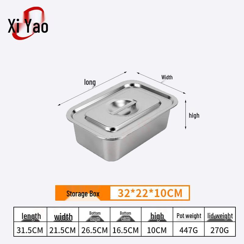 Xiyao Stainless Steel Rectangular Food Storage Box with Lid