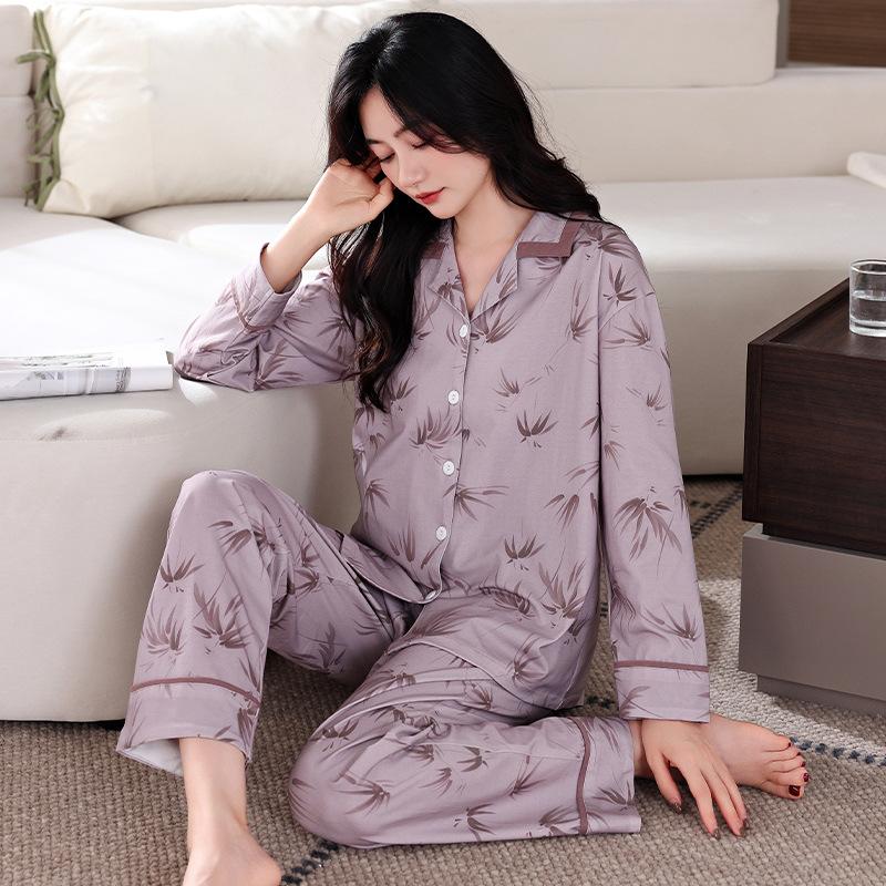 Pajamas Women'S Spring And Autumn Pure Cotton Long-Sleeved Women'S Spring Thin Women'S Loungewear Set