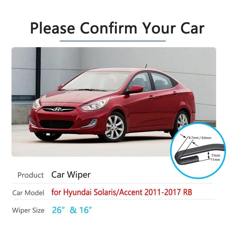 Car Wiper Blade for Hyundai Solaris Accent 2011~2017 RB Windshield Wipers Car Accessories J Hook Type 2012 2013 2014 2015 2016