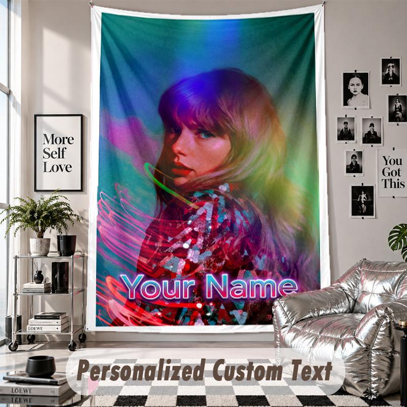 Wall Hanging Tapestry With Custom Name & Text, Taylor Swift Decorative Tapestry For Bedroom