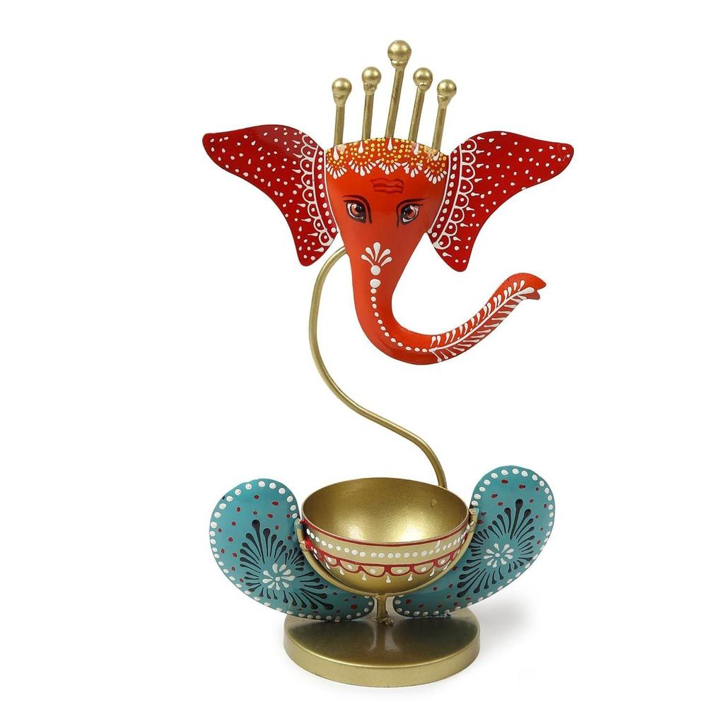 Lord Ganesha Idol Tea Light Holder l Tea Light Holder for Home Decoration, Pooja Room | Corporate Gift Items l Tabletop Gifts for Office Desk