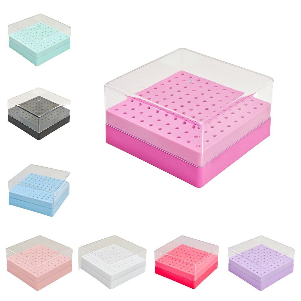 100 Holes Nail Art Drill Storage Box Dustproof Grinding Polish Head Holder Nail Art Supplies