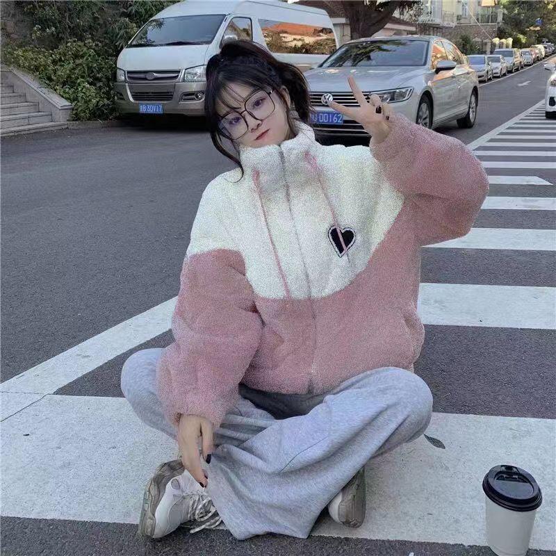 Women's Autumn Winter Fashion Trend Fleece Lined Thickened Warm Half High Collar Coat
