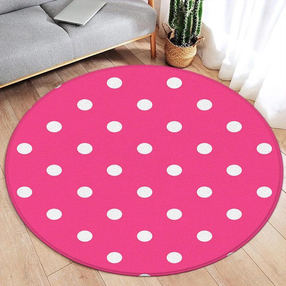 White Dot Black Round Carpet Modern Geometric Minimalist Rug Home Living Room Bedroom Decorative Flannel Mats Floor Rugs