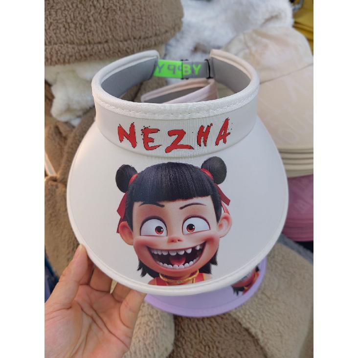 

Popular Nezha Sun Protection Hat for Children, Cartoon Ice Silk Fan Visor Hat, Summer Fisherman Hat for Boys and Girls 2-18over Age-Elastic and