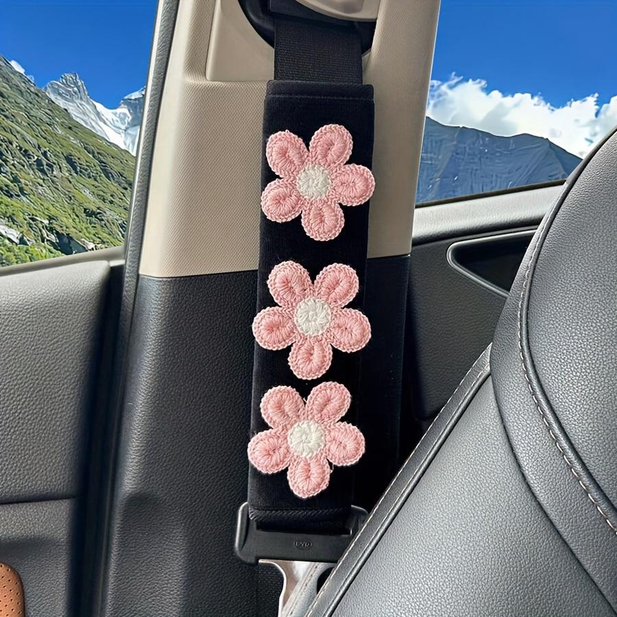 Pink Car Seat Belt Covers, Comfortable Shoulder Pads for Various Body Types, Textile Material, Driving Comfort Enhancement, Vehicle Safety Strap