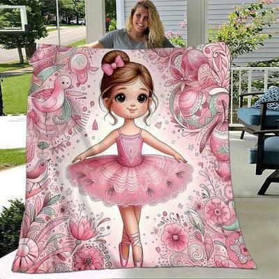 1pc Ballet Printing Lightweight Flannel Blanket, Comfortable and Warm Blanket, for Camping Sofa Bed and Couch Office, Gift