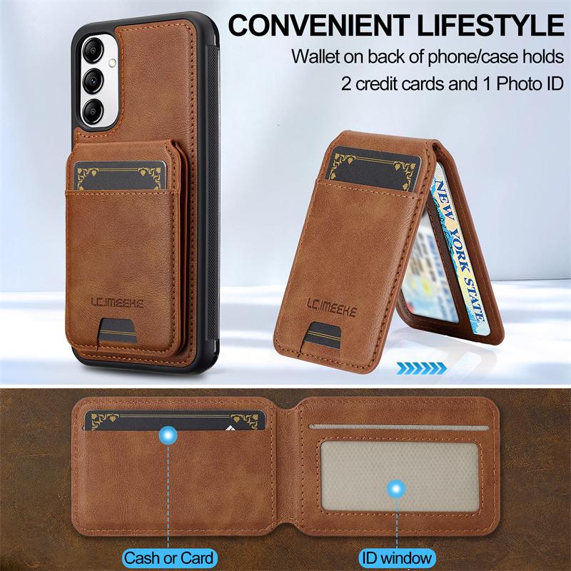 2 In 1 Magsafe Leather Phone Case For Samsung Galaxy A56 A36 A16 A15 A14 A34 A35 A55 A54 A53 A52 A17 Magnetic Card Holder Cover