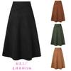 Women's Suede A-Line Midi Skirt High Waist Solid Color Flared Casual Fall Winter Long Skirts