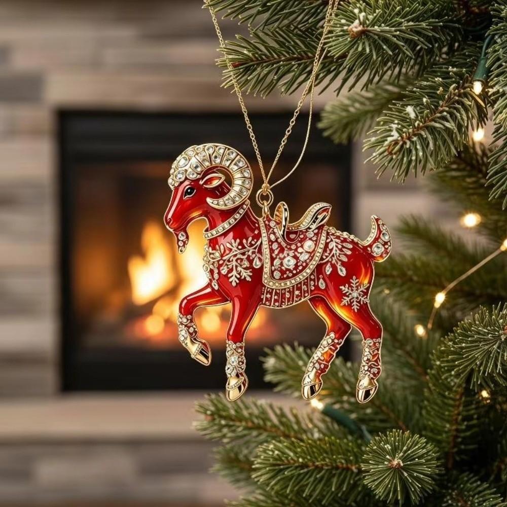 2D Flat Goat Pendant Acrylic Animal Hanging Decoration Gifts Christmas Tree Ornament  Bag Charms