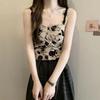 Floral Tank Top Halter Crop Tops Women Summer Camis Chest Pad Camisole Fashion Casual Tube Female Sleeveless Cropped Vest
