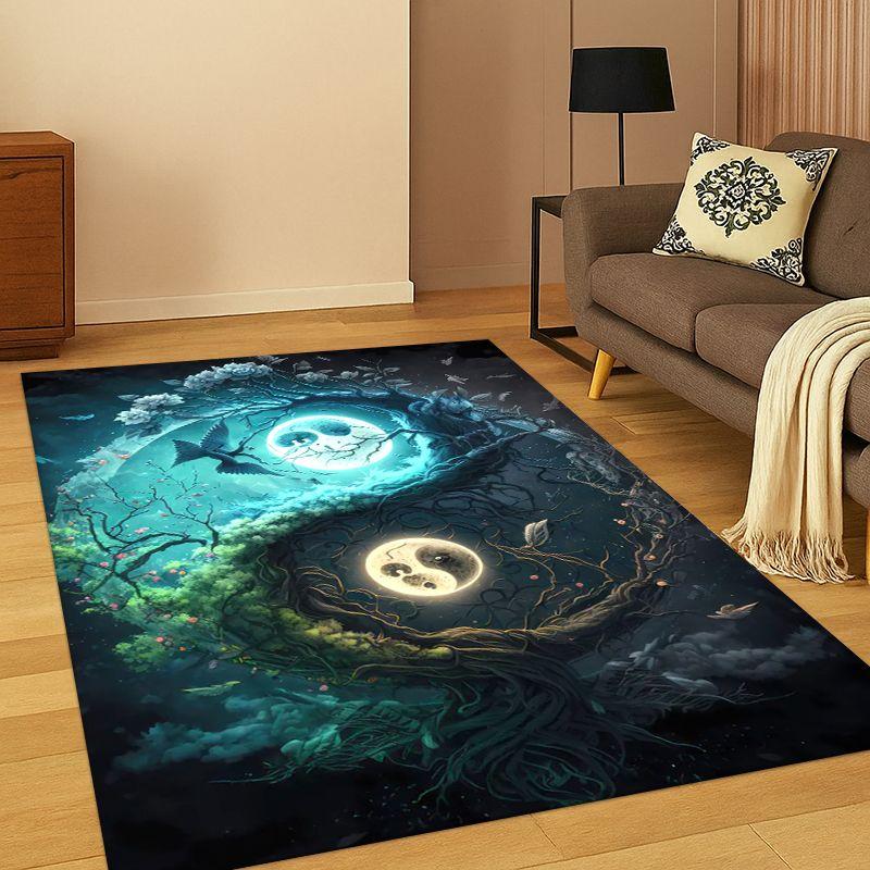 Yin Yang Symbol Chinese Tai Chi Carpet Rug for Bedroom Living Room Sofa Playroom Doormat Home Decor,Kid Game Area Rug Non-slip