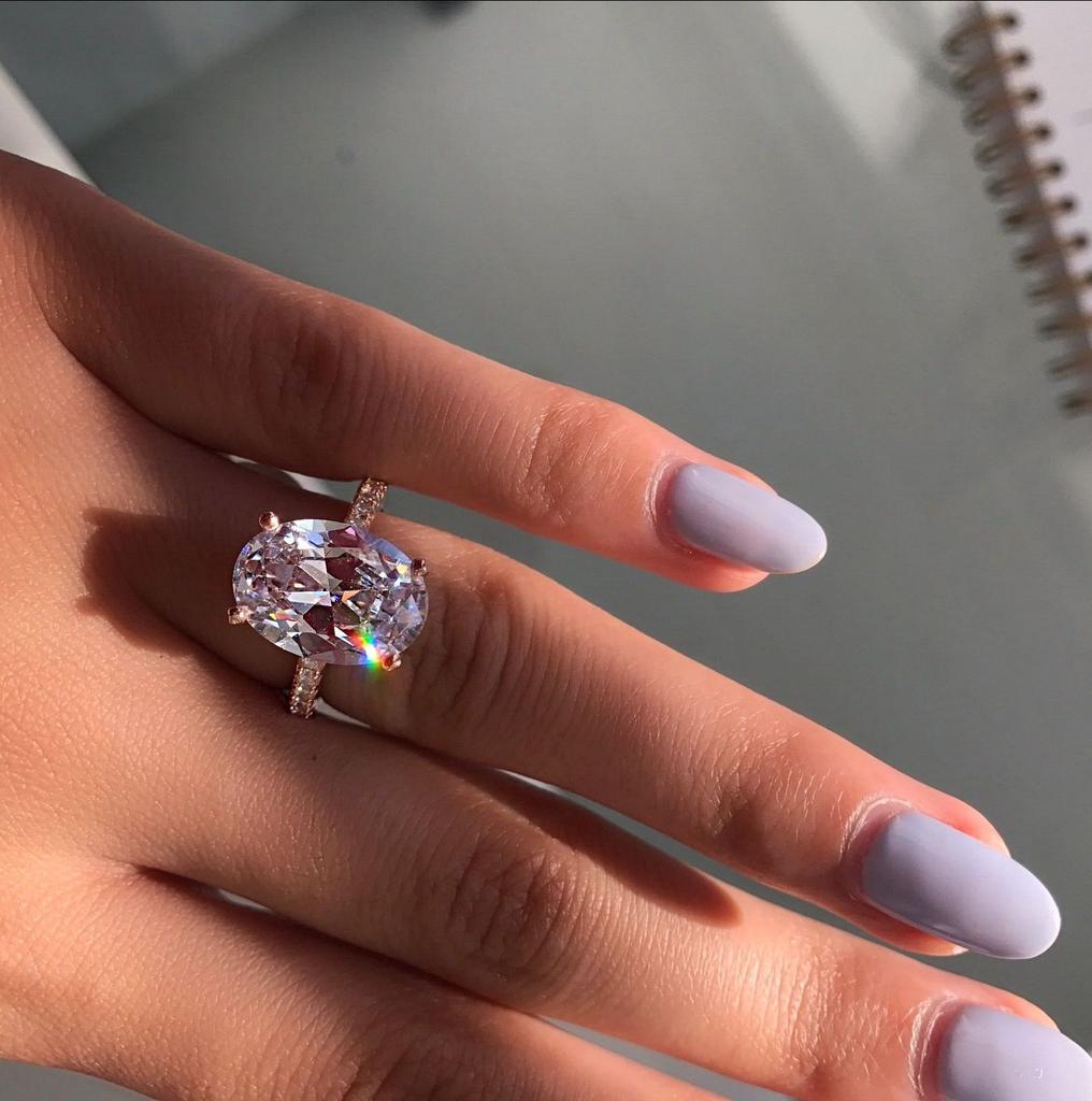 New Classic CopperPlated Oval Cut Cubic Zirconia Engagement Rings For Women Wedding Ring Promise Wedding