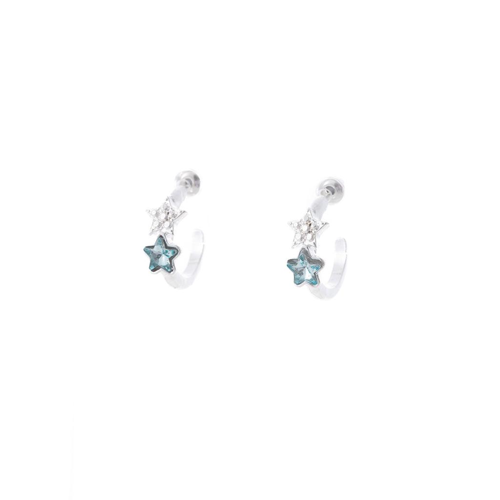 Blue Diamond-Set Star Stud Earrings Personalized Sweet And Cool C-Ring Earrings Design Niche Light Luxury Exquisite Earrings