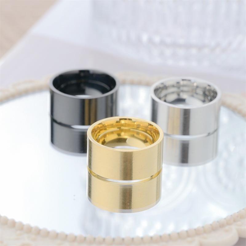 Men's 10mm Plain Titanium Steel Statement Ring - Fashionable and Bold Couple Band