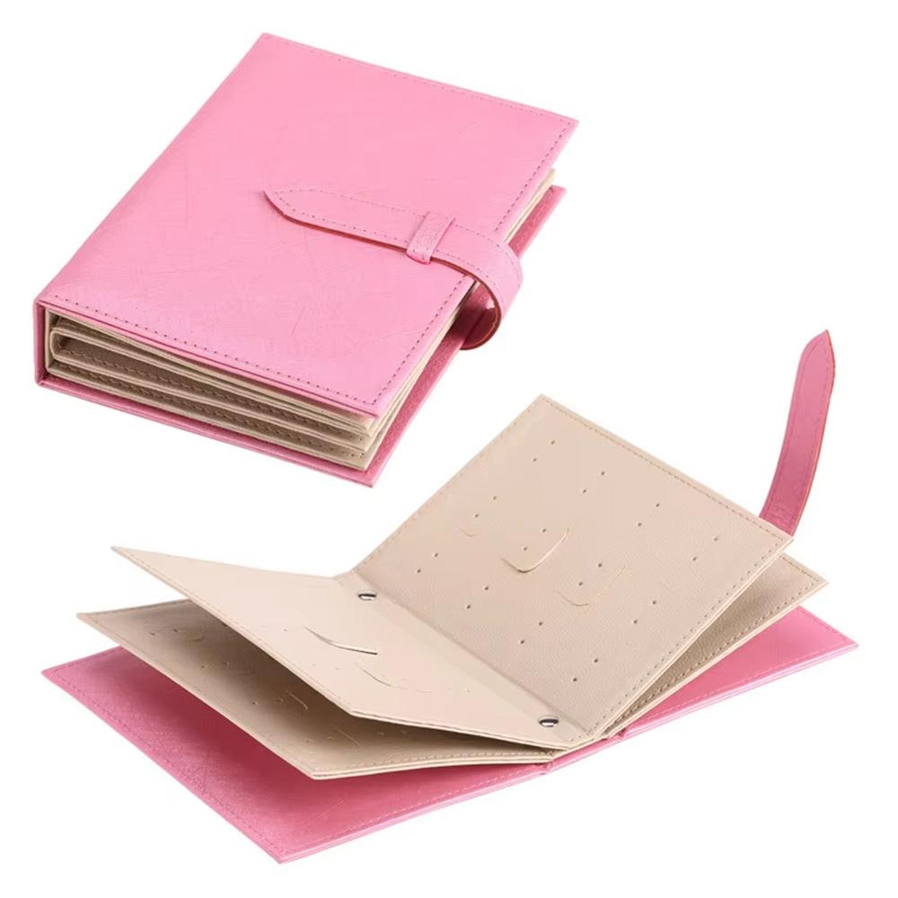 Portable Ear Studs Storage Case Jewelry Organizer Book Travel PU Leather Earrings Holder