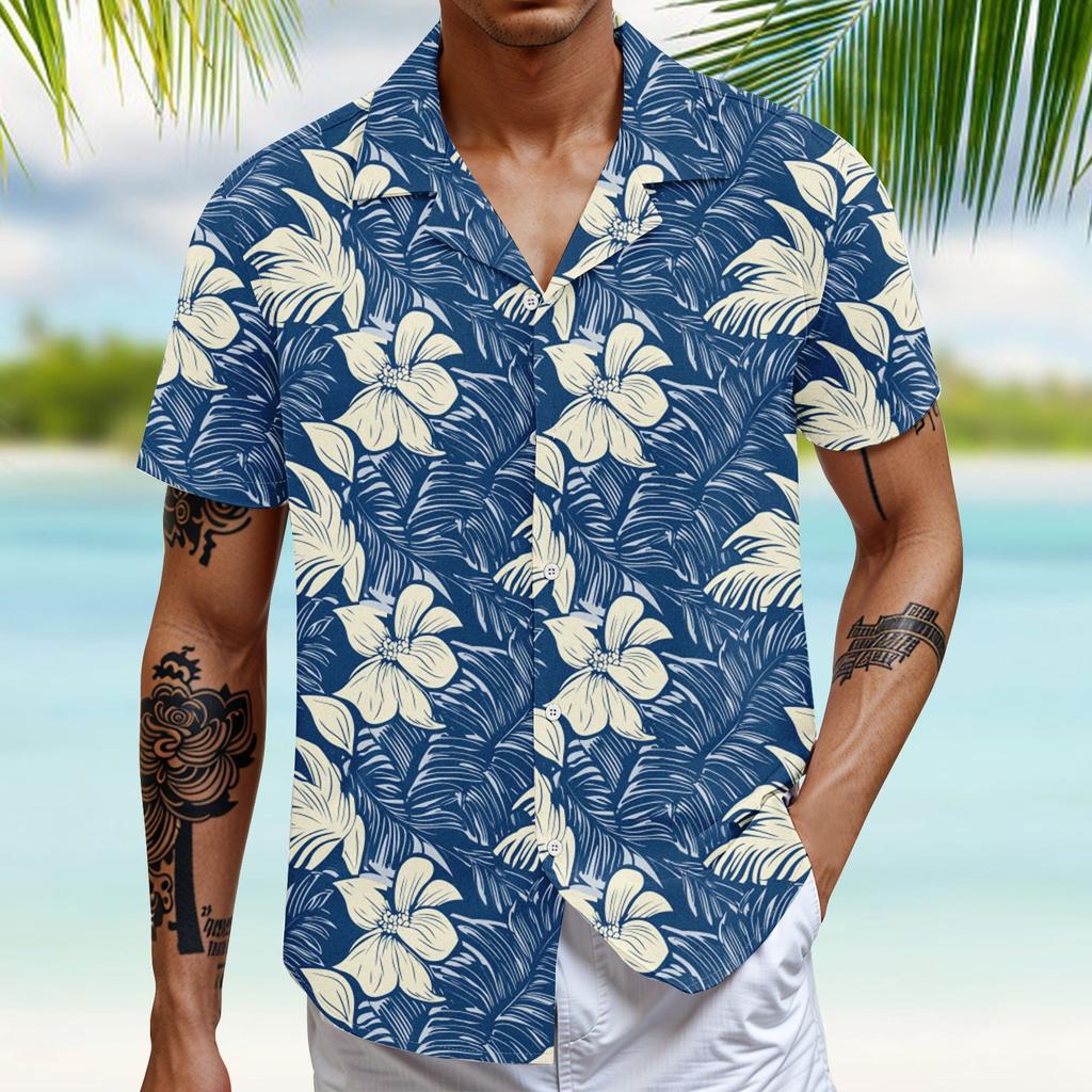 Hawaiian Shirt For Men, Men's Vintage Button Down Bowling Shirts Short Sleeve Summer Beach Shirt