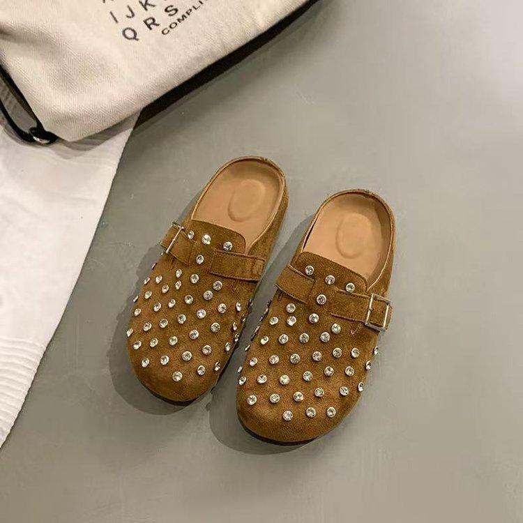 

Niche daily bag head rivet Boken shoes 2025 new all-inclusive Boken shoes lazy one-pedal women s shoes 40 коричневий