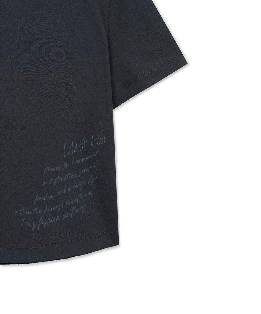 Mattengkim Graffiti Round Hem Crop Top In Navy