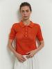 Women's 2025 Summer See-Through Short-Sleeve Knitted Top with Turn-Down Collar