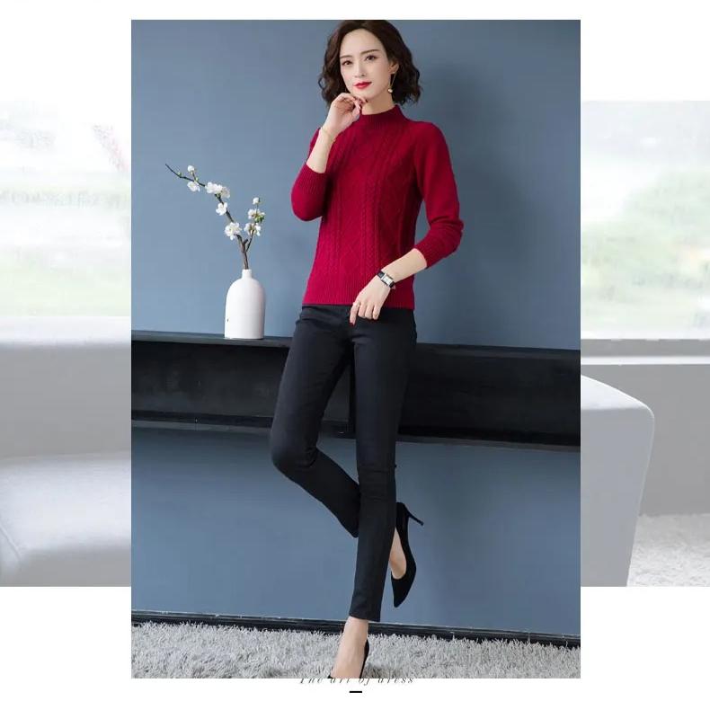 Herfst Winter Nieuwe Pullover Trui Dames Losse Koreaanse Mock Neck Dik Gebreide Top Dames Lente Truien