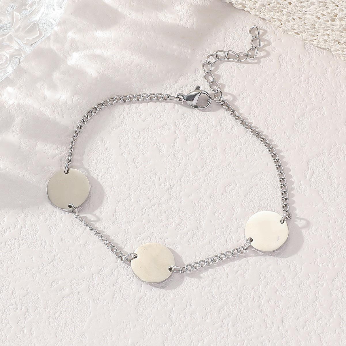 

Модный Браслет из Титановой Стали с Двусторонней Гравировкой, Невыцветающее Унисекс Украшение для Осени и Зимы серебряный