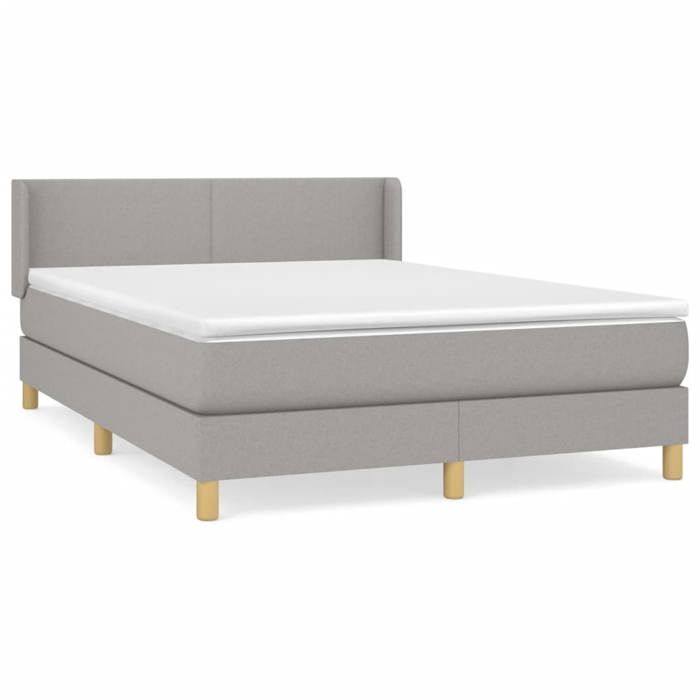3130105 vidaXL Lit à sommier tapissier avec matelas Gris clair 140x190cm Tissu