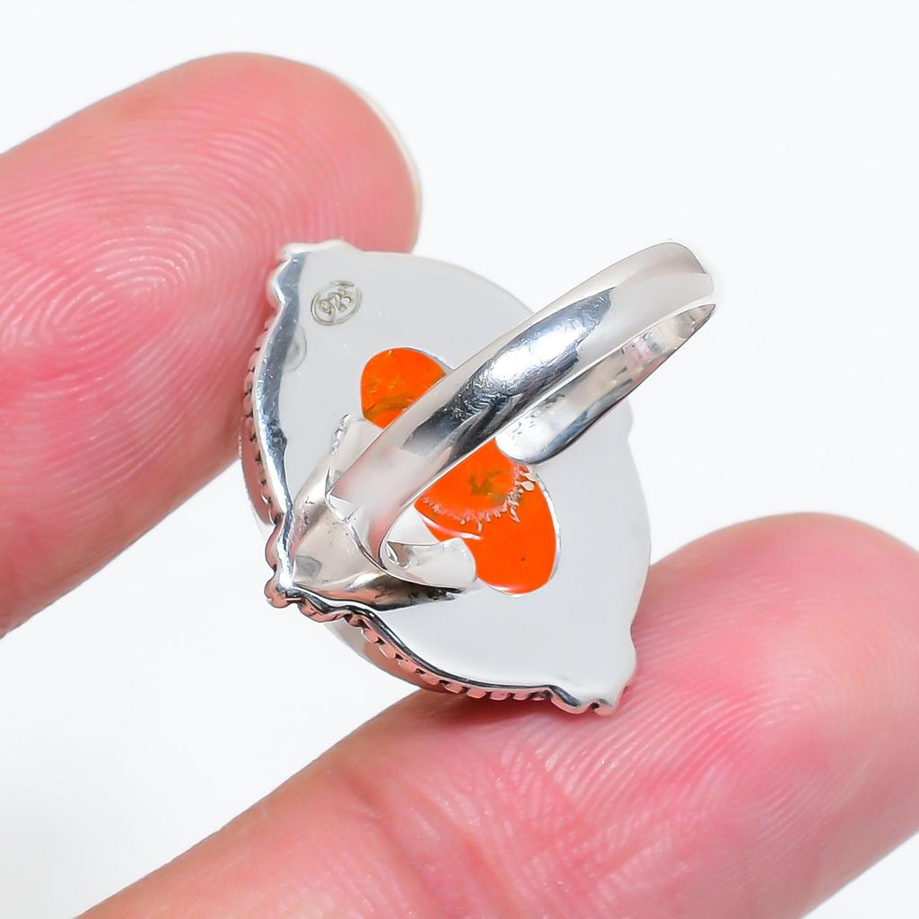 Red Copper Red Turquoise 925 Sterling Silver Ring V4532, Red Ring, Oval Ring, Valentin's Day Gift, Gift For Her, Birthday Gift, Handmade Jewelry, Silv