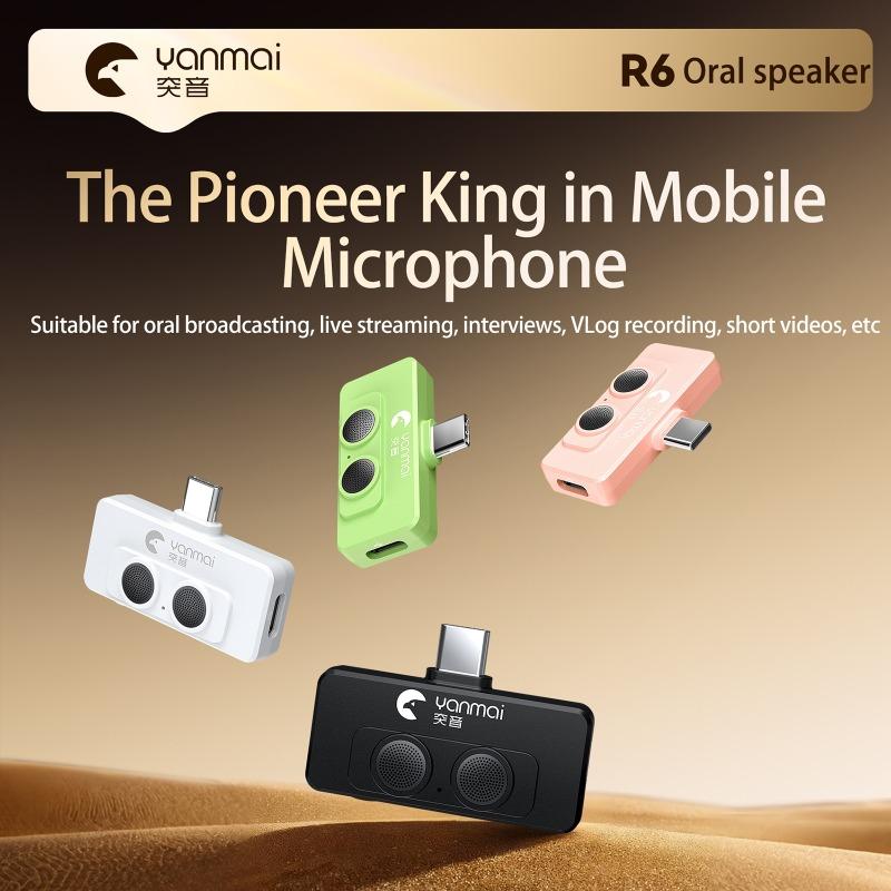 Portable Wireless Lavalier Lapel Microphone Dual-Microphone Plug and Play Mobile Phone Mic AI Noise Reduction for Vlog Live