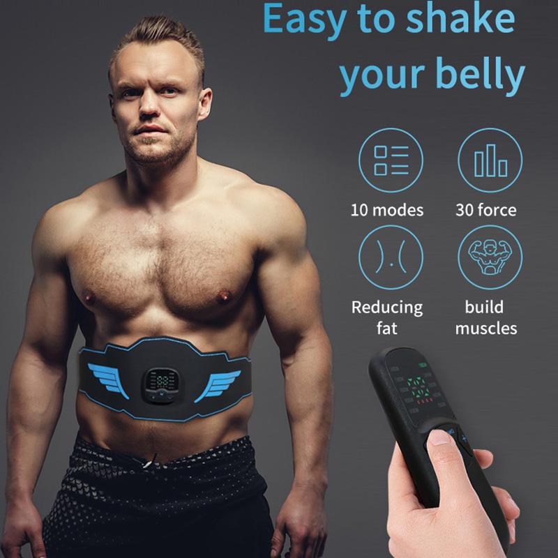 EMS-Muskelstimulator, elektrischer Bauchmuskeltrainer, Massagegürtel zur Straffung und Kräftigung, Heimfitnessgerät für Körperformung und Gewichtsabnahme, Unisex