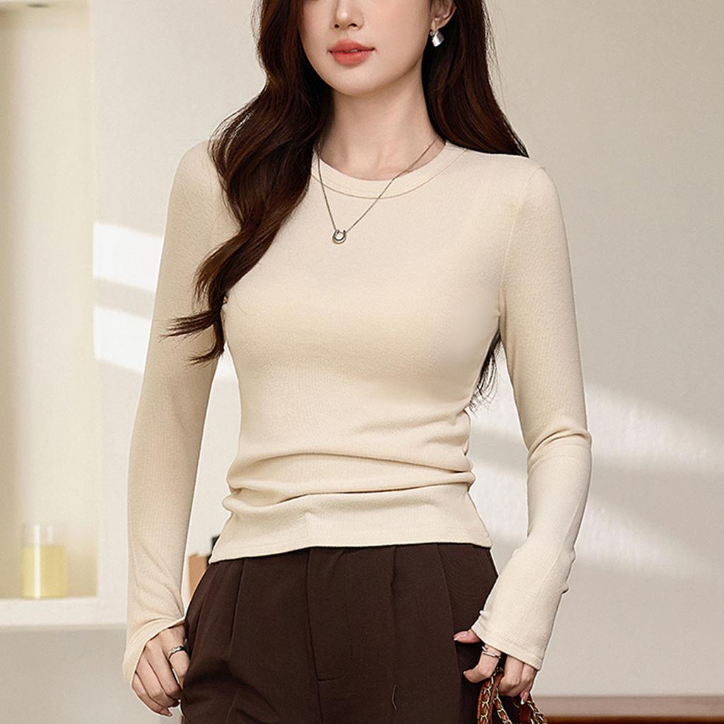 Boutique Mousse Cashmere Soft Waxy T-shirt Women's Long Sleeve Autumn and Winter New Inner Base Shirt