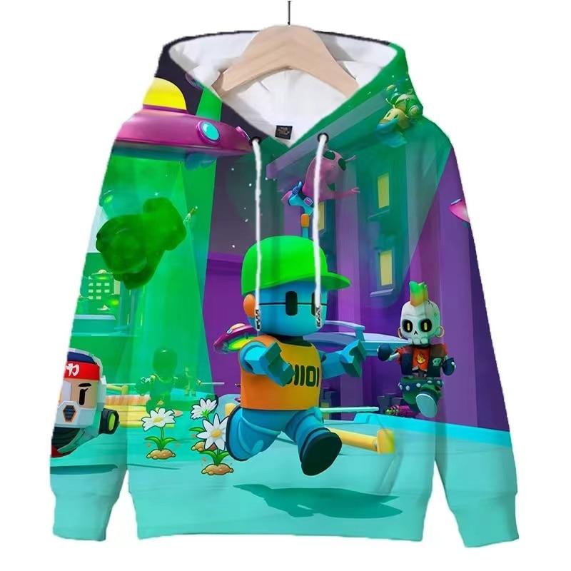 Game Stumble Guys Print Hoodies Kids Autumn Cartoon Pullovers Tops Cute Children Sweatshirts Casual Sportwear Boys Girls Hoodie